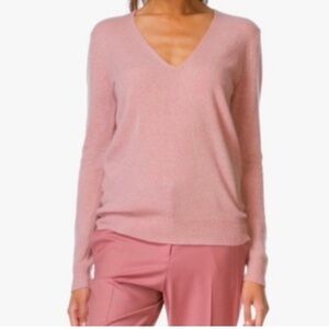 Theory Pink Cashmere Relaxed Fit V-Neck Sweater size XS
